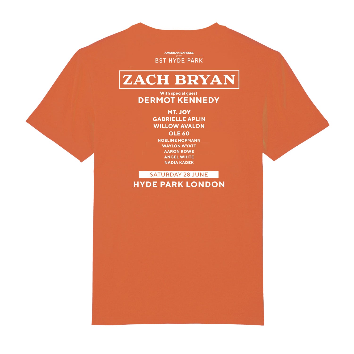 BST Hyde Park Zach Bryan Saturday 28th June Event T-Shirt